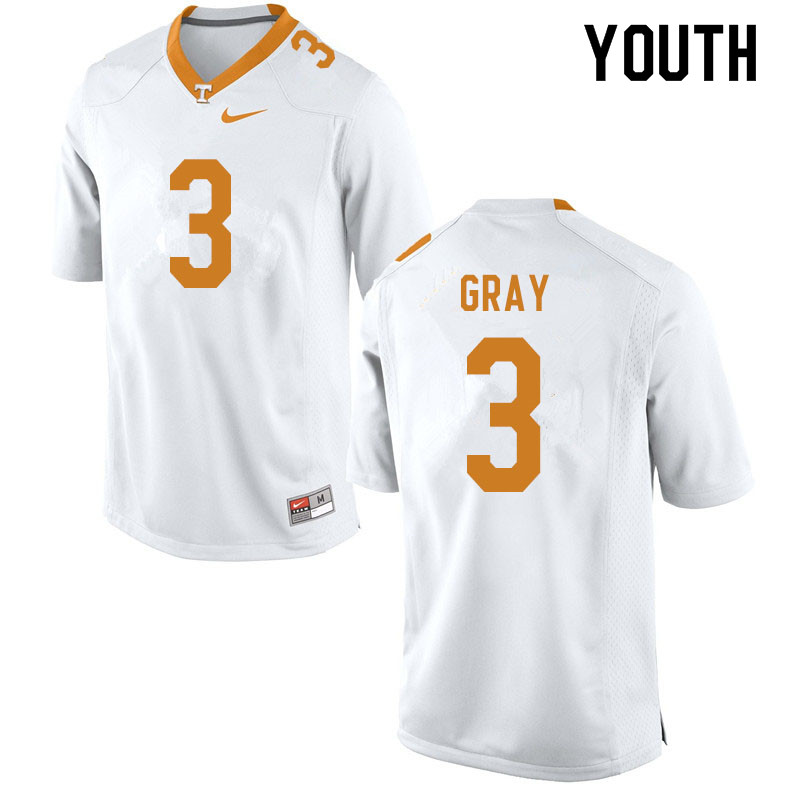 Youth #3 Eric Gray Tennessee Volunteers College Football Jerseys Sale-White